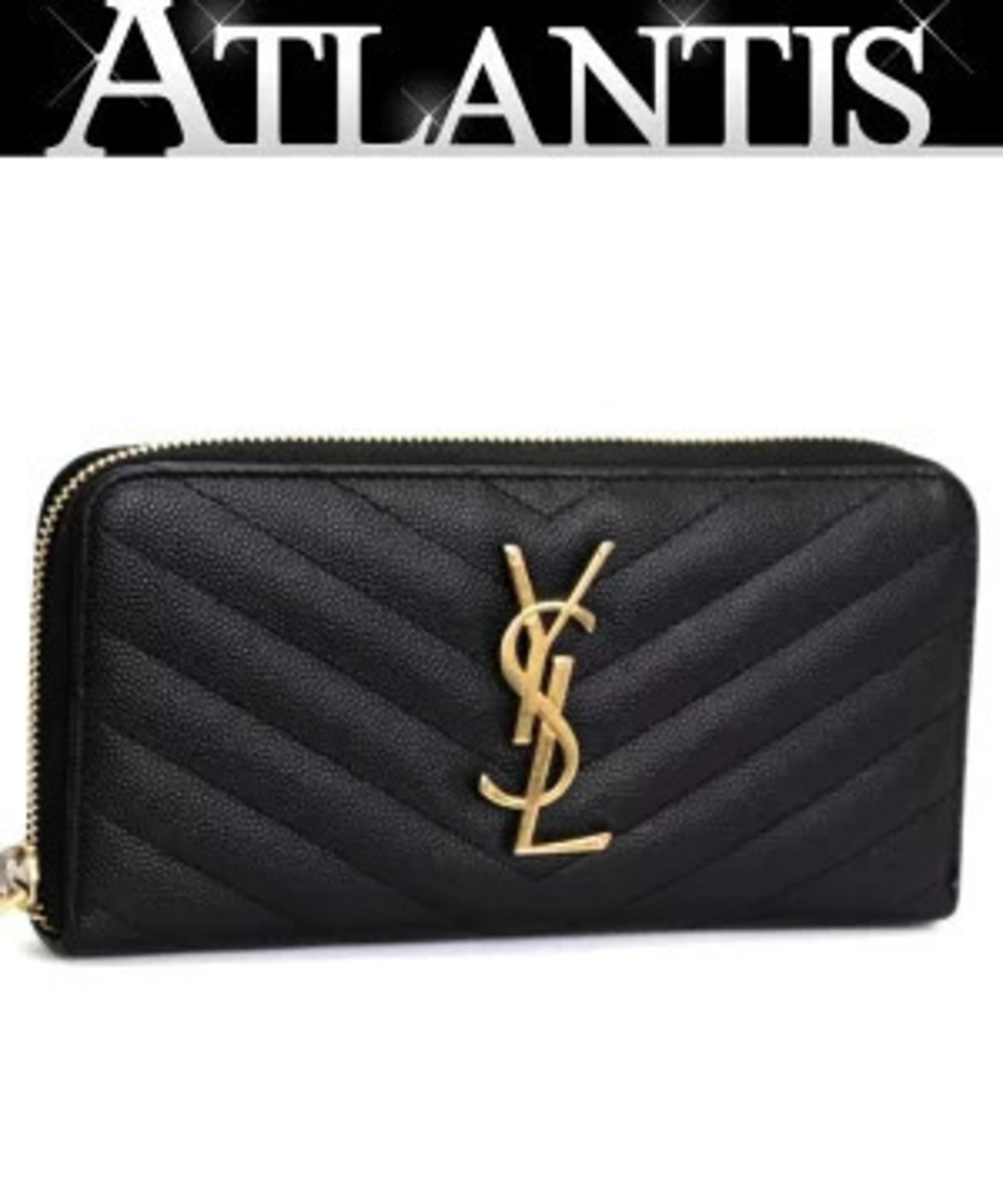 Saint Laurent Paris Cassandra Round Zip Long Wallet Leather Black